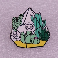 lovely sloths and prickly pear jewelry gift pin wrapfashionable creative cartoon brooch lovely enamel badge clothing accessories