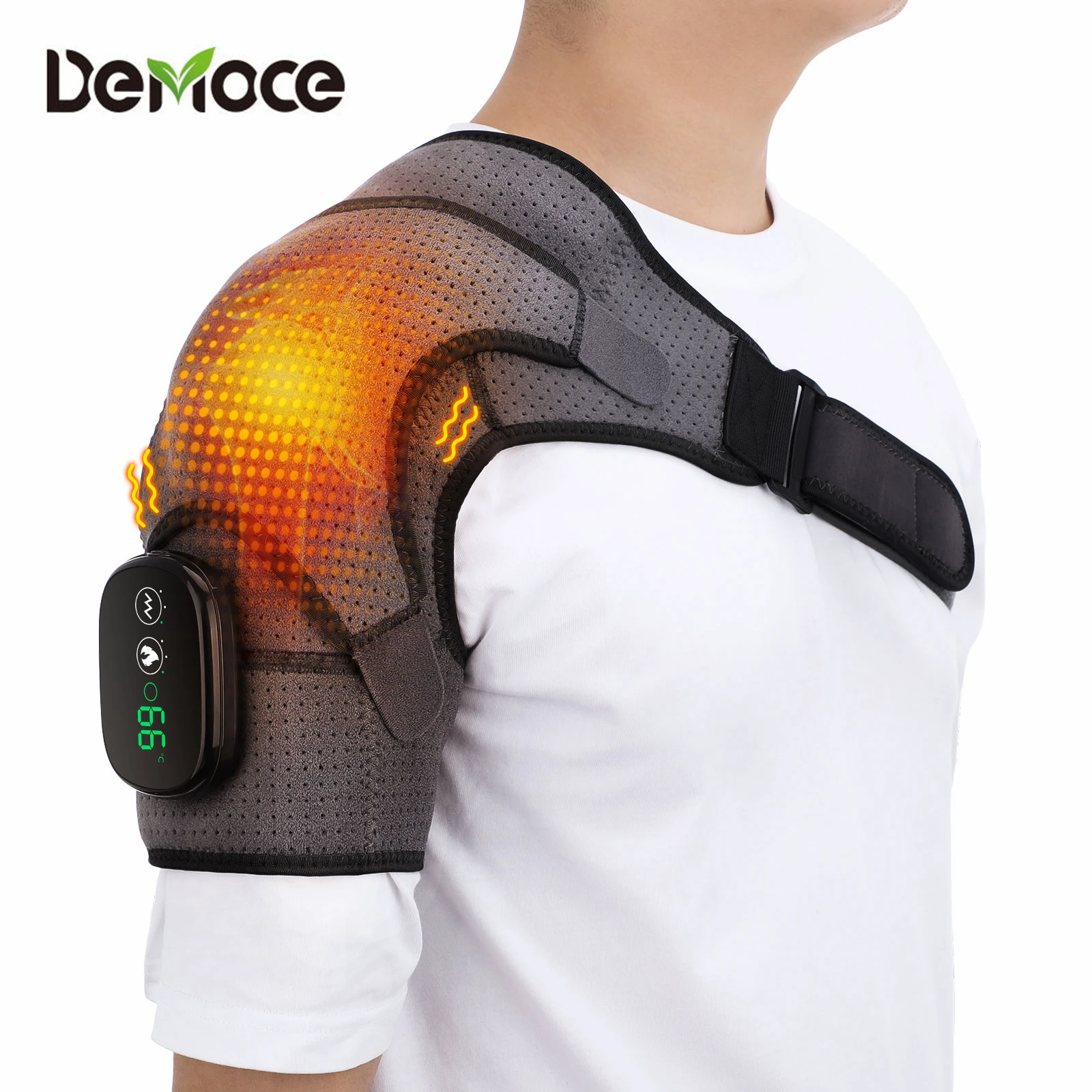 Heating Vabration Shoulder Massage Brace 3 Levels Physiotherapy Therapy Pain Relief Left Right Electric Battery Heated Massage