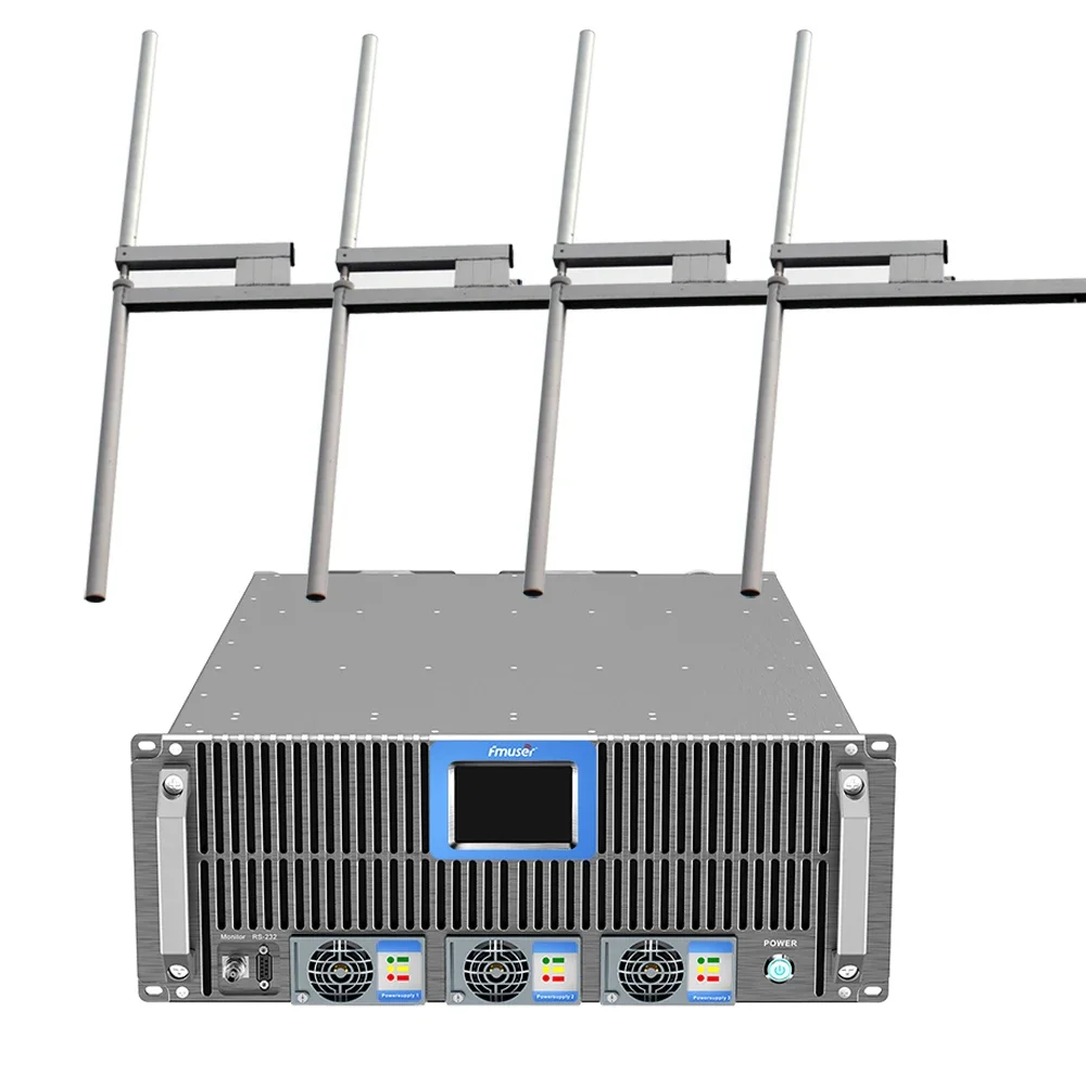 Фото FM-трансмиттер FMUSER FSN-3500T 3500Вт 3000Вт с большой дальностью действия + FM-антенна FU-DV2 87-108 МГц для профессиональных радиовещательных станций №1
