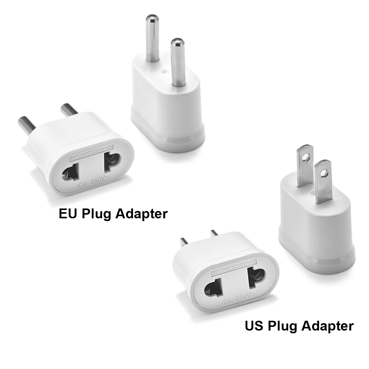 US EU Plug Adapter 2Pin AC Converter Power Adaptor Korea KR Euro European EU To US America China CN Canada Travel Adapter