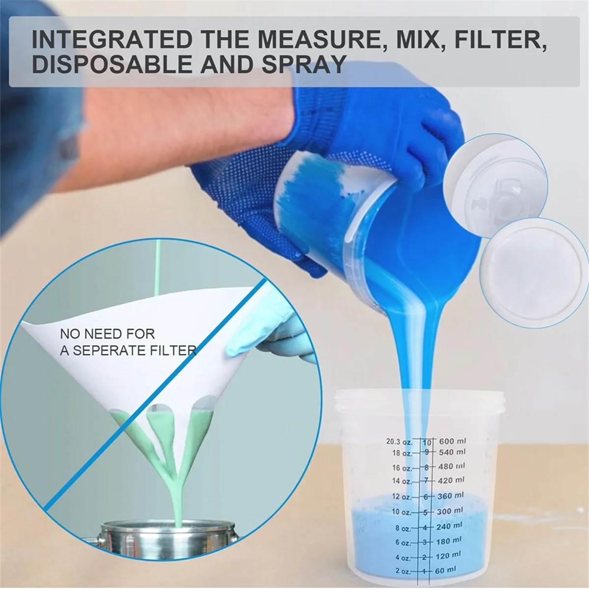 Вкладыш для чашки смешивания распылителя краски и система крышек распылителей