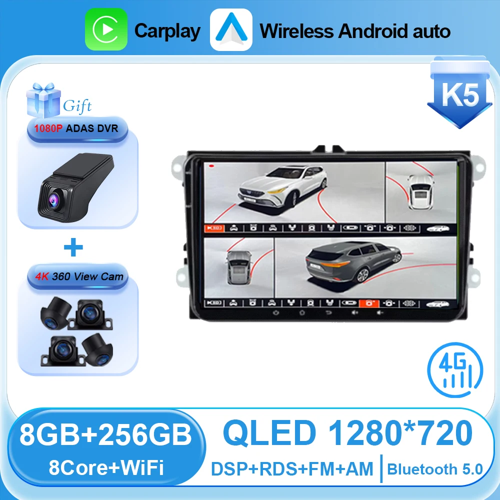 

9-дюймовый автомобильный радиоприемник Android для VW Volkswagen Skoda Octavia Golf 5 6 Touran Passat B6 Polo Jetta GPS-навигатор Мультимедийный плеер