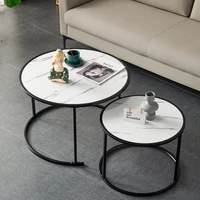 2pcs light luxury coffee table living room nordic round metal simple coffee tables modern design mesa auxiliar home furniture