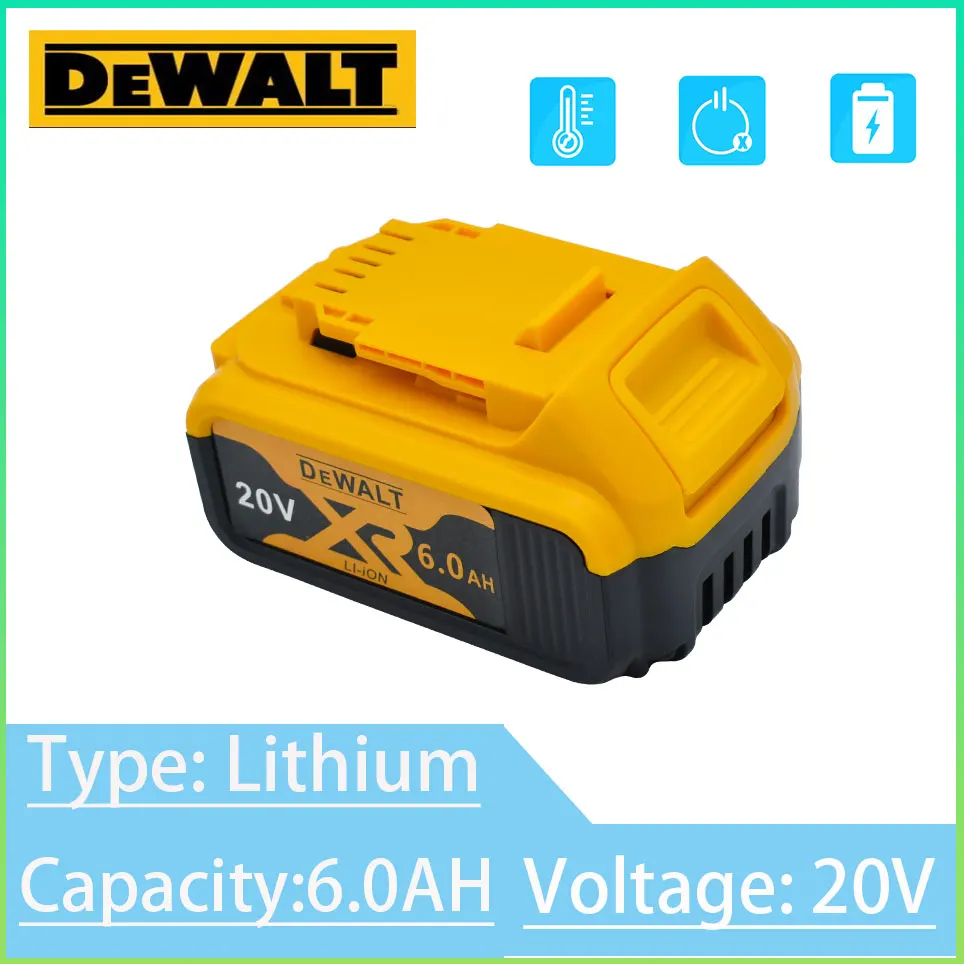 

Dewalt 20v 6.0AH Lithium-ion Battery Power Tools Flat Push Rechargeable And Replaceable DCB200 DCB201 DCB181 DCD780 DCD795