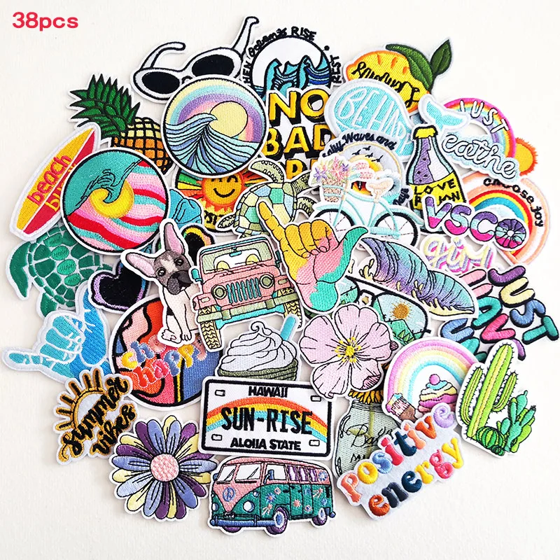 38 шт./партия нашивки с вышивкой для одежды