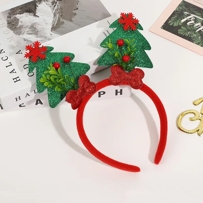 Christmas Festival Bow Hairpin Cute Fabric Hat Side Clip Bangs Hair Accessory Hairpin，Christmas hair clip |