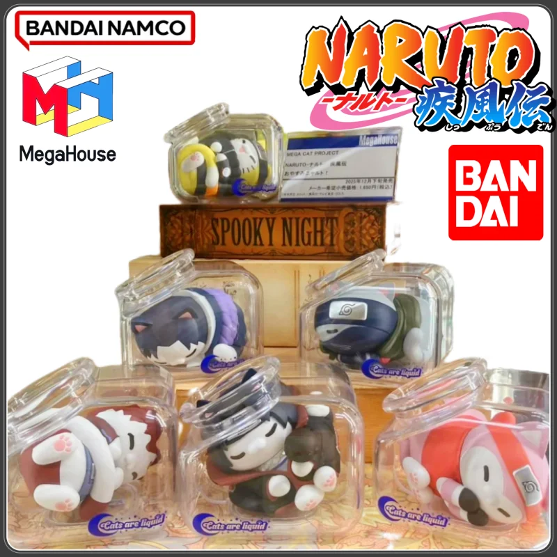Фото Оригинальная коллекционная фигурка Bandai Megahouse: Наруто Шиппуден, Гаара и Какаши в образе «Кот на ночь» (ПВХ), аниме-фигурка для декора дома №1
