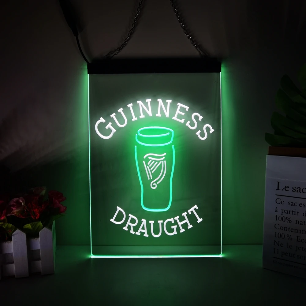 

Светодиодсветодиодный неоновые вывески Guinness с 2 цветными дисплеями, домашний декор, настенный 3D ночник для спальни