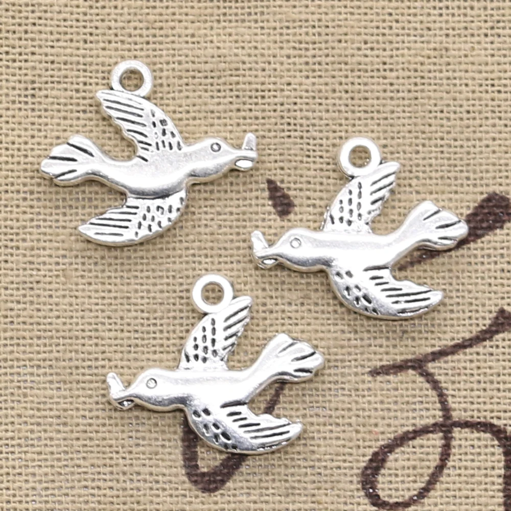 

15pcs Charms Peace Dove Swallow 21x19mm Antique Silver Color Pendants DIY Crafts Making Findings Handmade Tibetan Jewelry