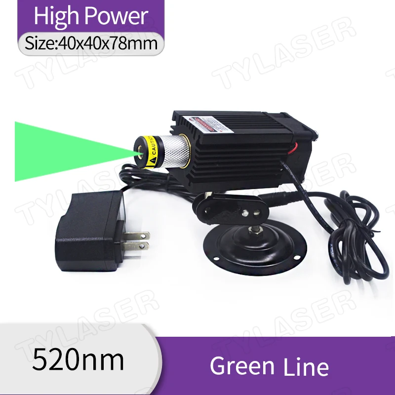 Powerful Cutting laser 520nm Green Line Focusable Glass 80mW 135mW 300mW with Cooling Fan (With Standard Bracket and Adapter)