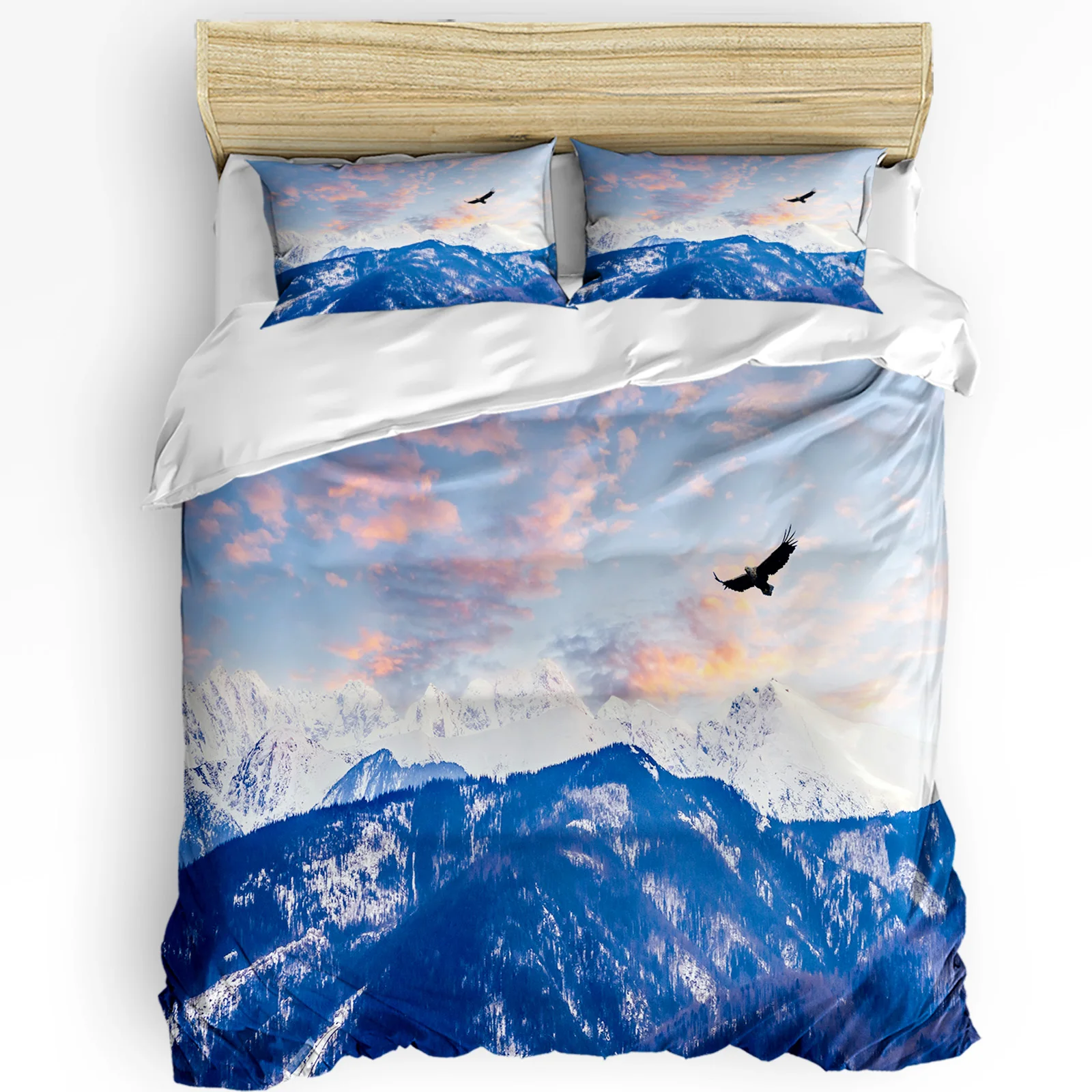 3pcs Bedding Set Eagle Snow Mountain Home Textile Duvet Cover Pillow Case Boy Kid Teen Girl Bedding Covers Set
