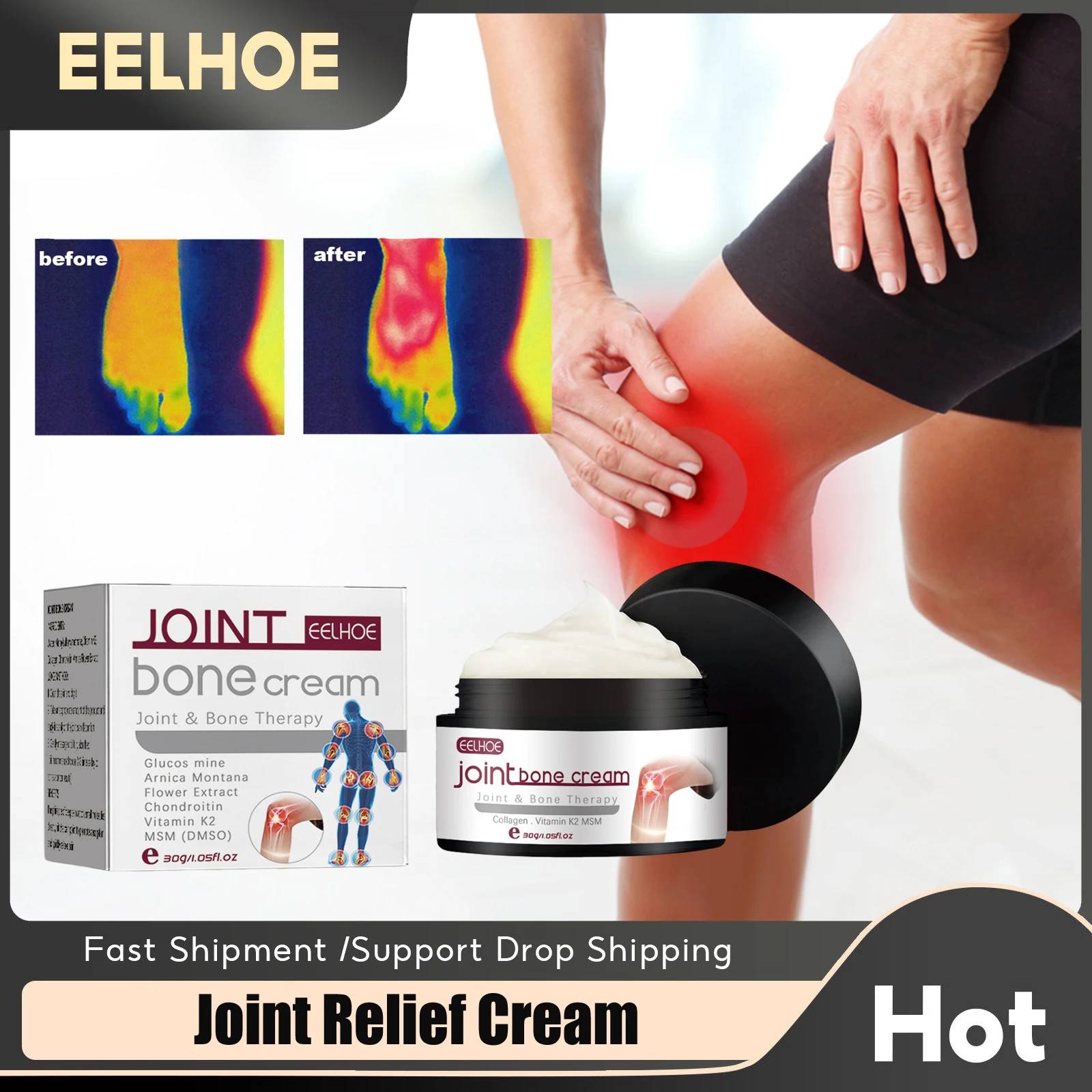 

Joint Relief Cream Knee Shoulder Lumbar Neck Pain Treatment Rheumatism Muscle Strain Neuralgia Gout Analgesic Massage Ointment