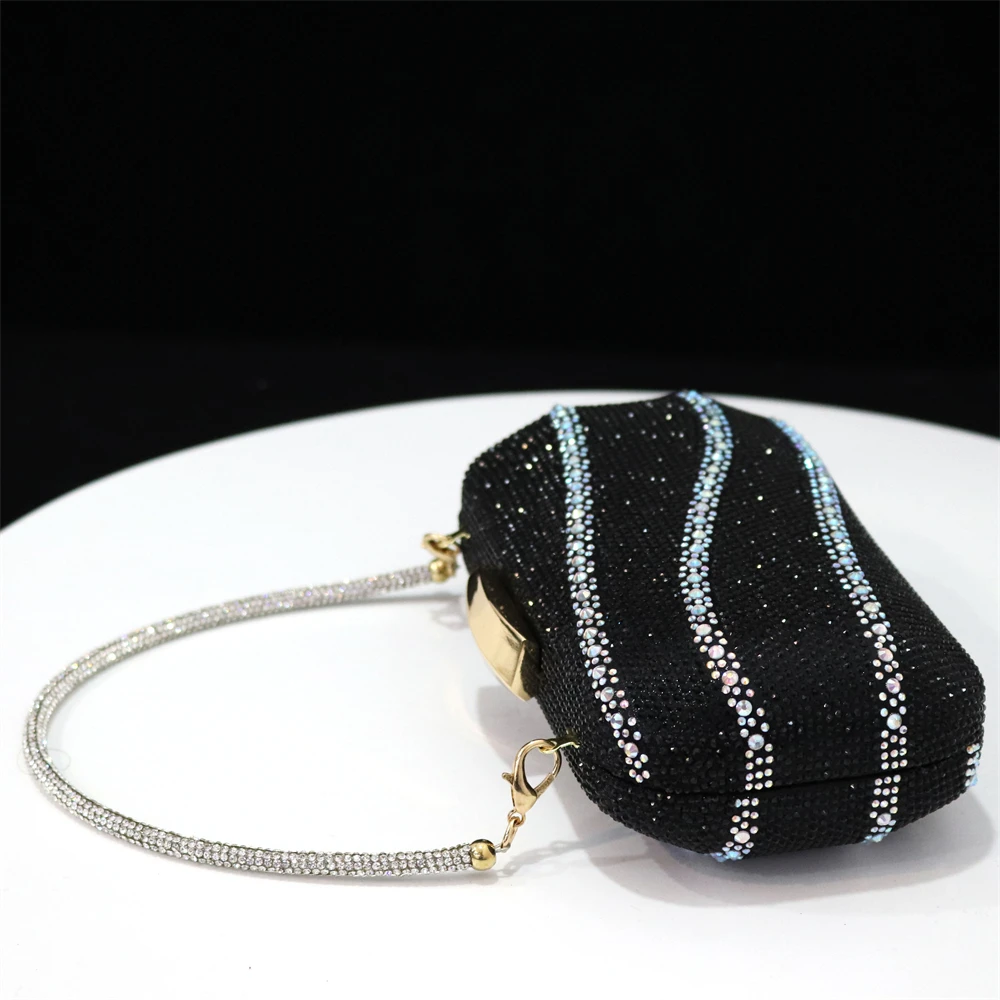 Venus Chan Shoes for Women 2023 Pointed Toe Black Heels Rhinestone Chain Party Sandals Italian Shoes and Bags Matching Set 2023