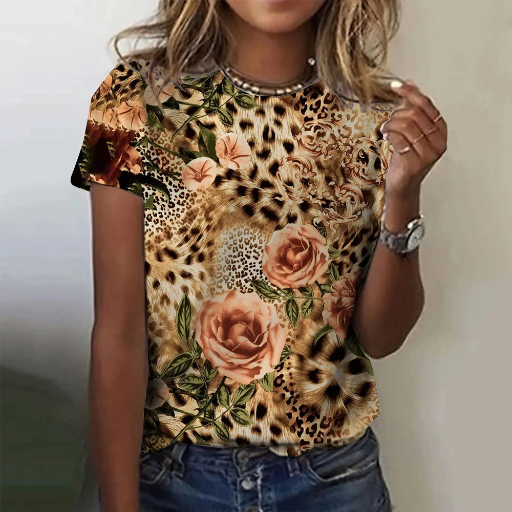 

Женская летняя футболка с коротким рукавом, круглым вырезом и 3D-принтом