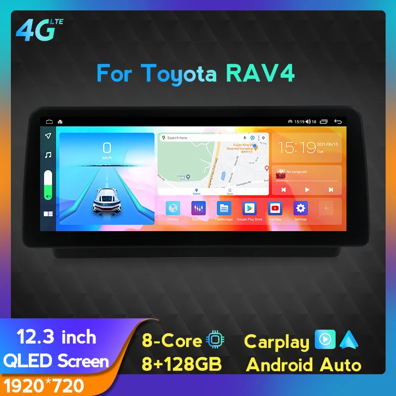 NaviFly для Toyota RAV 4 2020 2021 Android 11 автомобильный Радио мультимедийный плеер Carplay QLED 12 3
