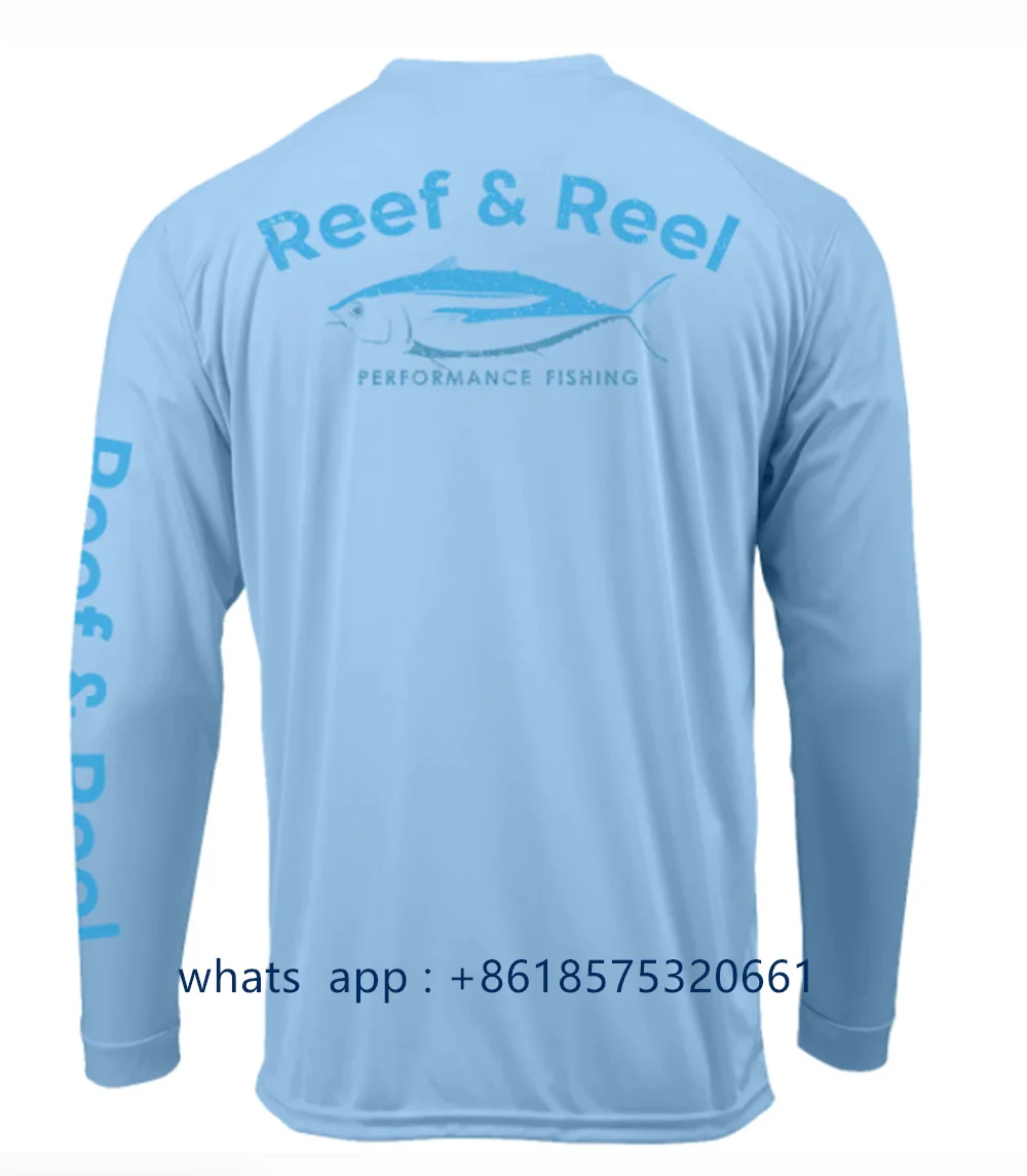 Reef&Reel Men Quick Dry Fishing Shirt Long Sleeve Performance Protection UV Shirt Camisa De Pesca Custom Logo Fish Clothing