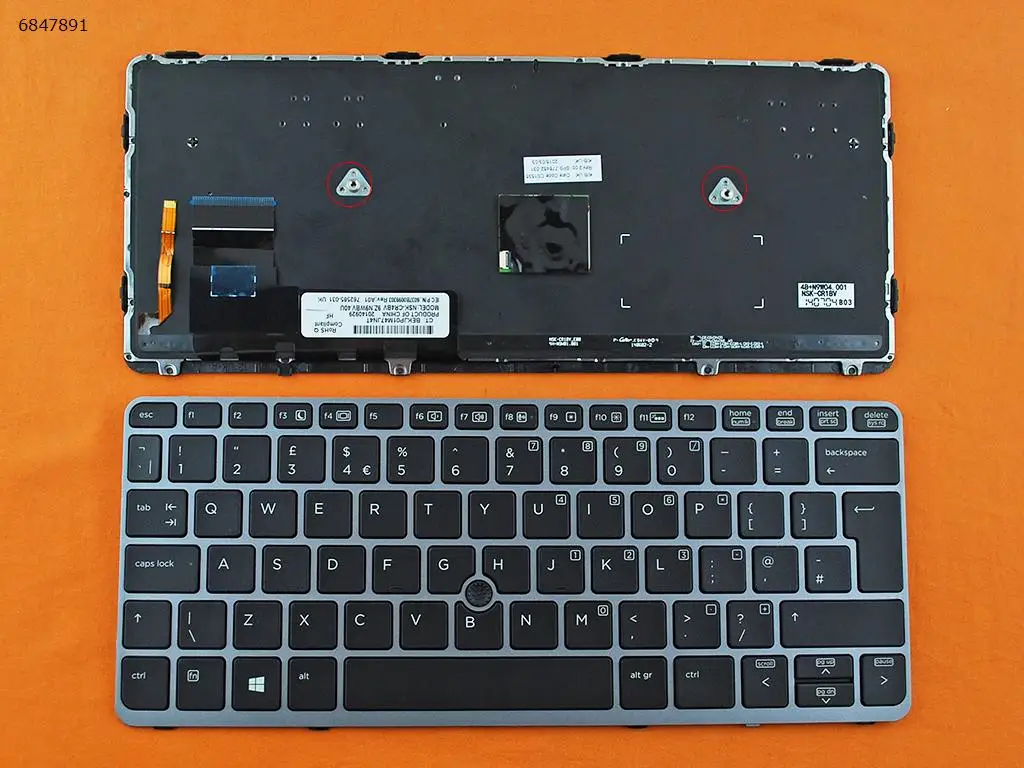 

UK Laptop Keyboard for HP EliteBook 820 G1 820 G2 720 G1 720 G2 725 G2 SILVER FRAME BLACK Backlit with point