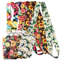 flowers colourful lanyard for key neck strap lanyards daisy id badge holder keychain key holder hang rope keyrings accessories