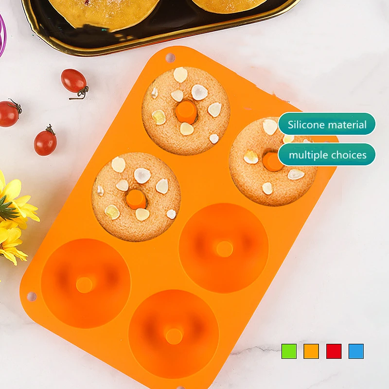 

6 Cavity Doughnut Mold Round Chocolate Pastry Bread Silicone Mold Reusable DIY Baking Tray Donut Maker Dessert Making Tool