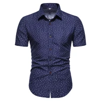 2022 new mens printed shirts male slim fit short sleeve print shirt casual business tops hawaii mens