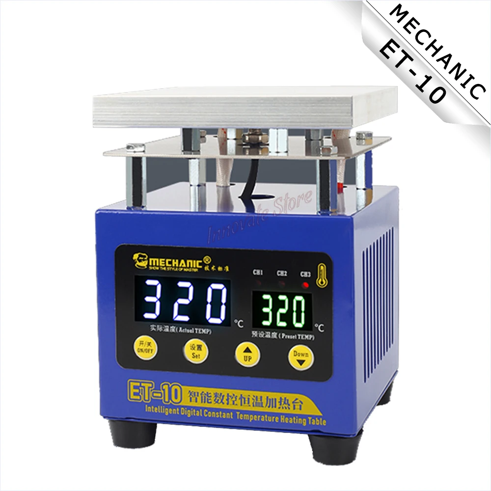 MECHANIC ET-10 Heating Table Intelligent Constant Temperature Double Digital Display For Repairing LED Lamp Of Mobile Phone PCB