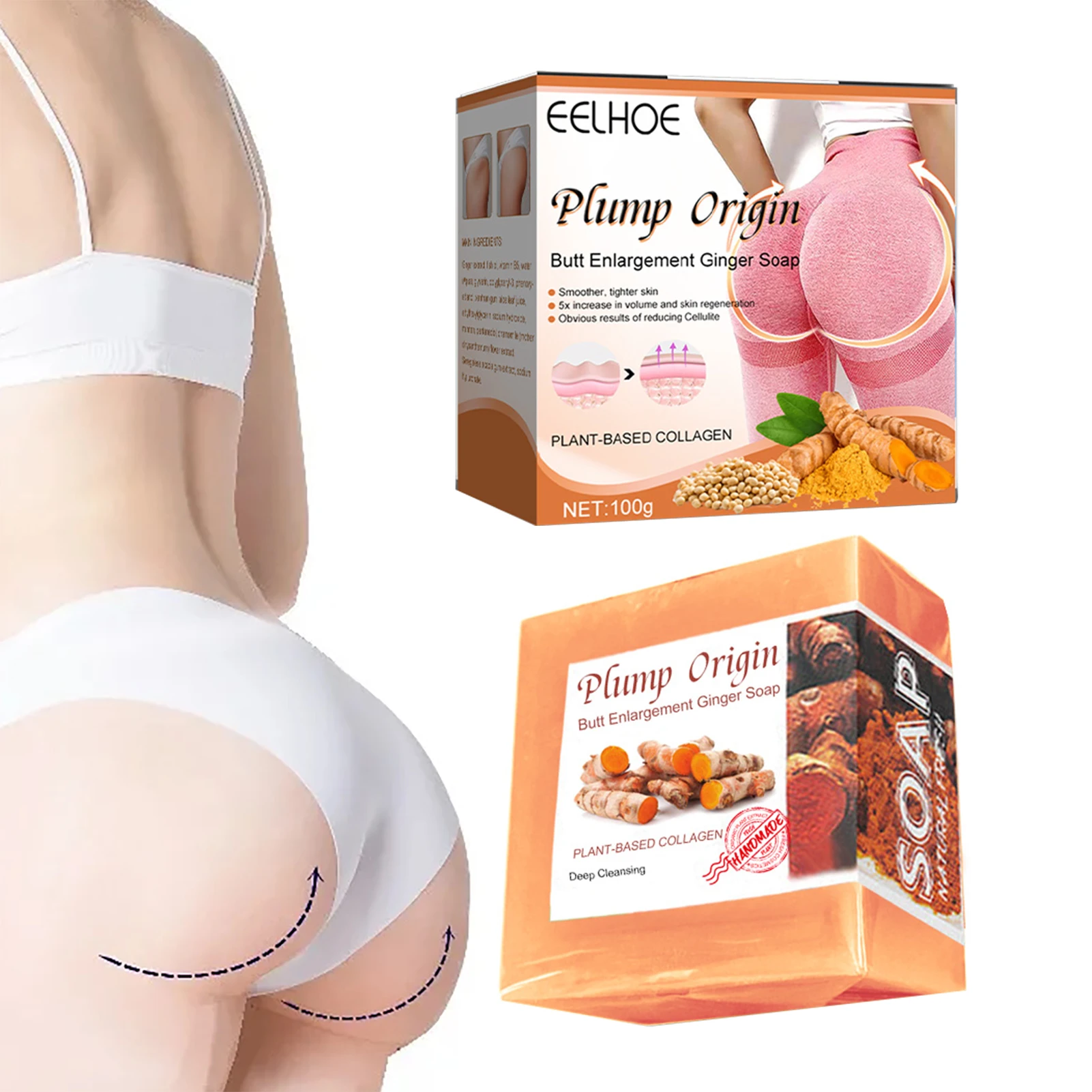 

Butt Enhancement Soap Natural Slimming Ginger Soap Skin Massage Firming Slimming Bar Soap for All Skin Types 100g