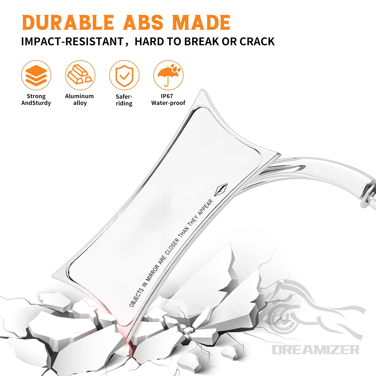 Зеркало заднего вида мотоциклетное черное хромированное 8/10 мм 2 шт.