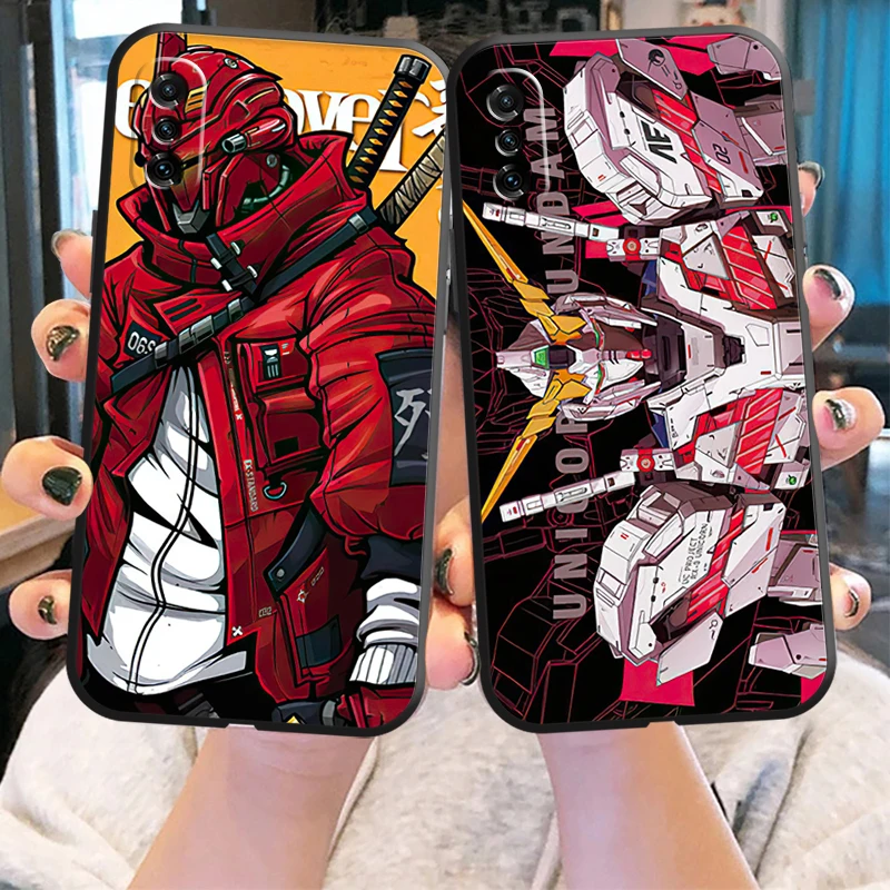 

Японский чехол для телефона в стиле аниме Gundam для Xiaomi Note 10 Pro Lite 10S 10 Pro Lite, черный чехол из ТПУ для смартфона, противоударный мягкий чехол