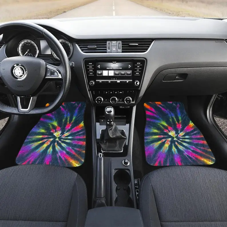 

Neon Tie Dye Spiral Pattern Car Floor Mats, Car Floor Mats Set, Floor Mats for Car
