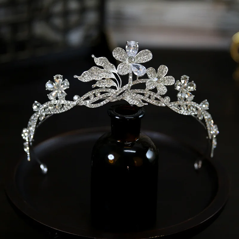 Новинка тиары и короны в стиле барокко с кристаллами форме цветка для выпускного