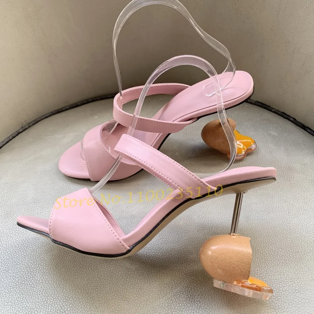 

Женские кожаные шлепанцы с открытым носком, элегантные туфли на высоком каблуке, розовые, летняя трендовая повседневная обувь