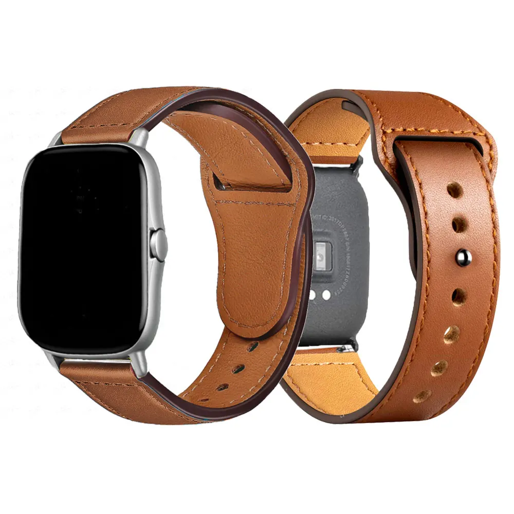 

20mm 22mm band For Amazfit GTS/2/2e/3/GTS2 Mini/GTR 3 42mm/47mm/GTR2/3/Pro/stratos leather Bracelet Amazfit bip/pace Watch strap