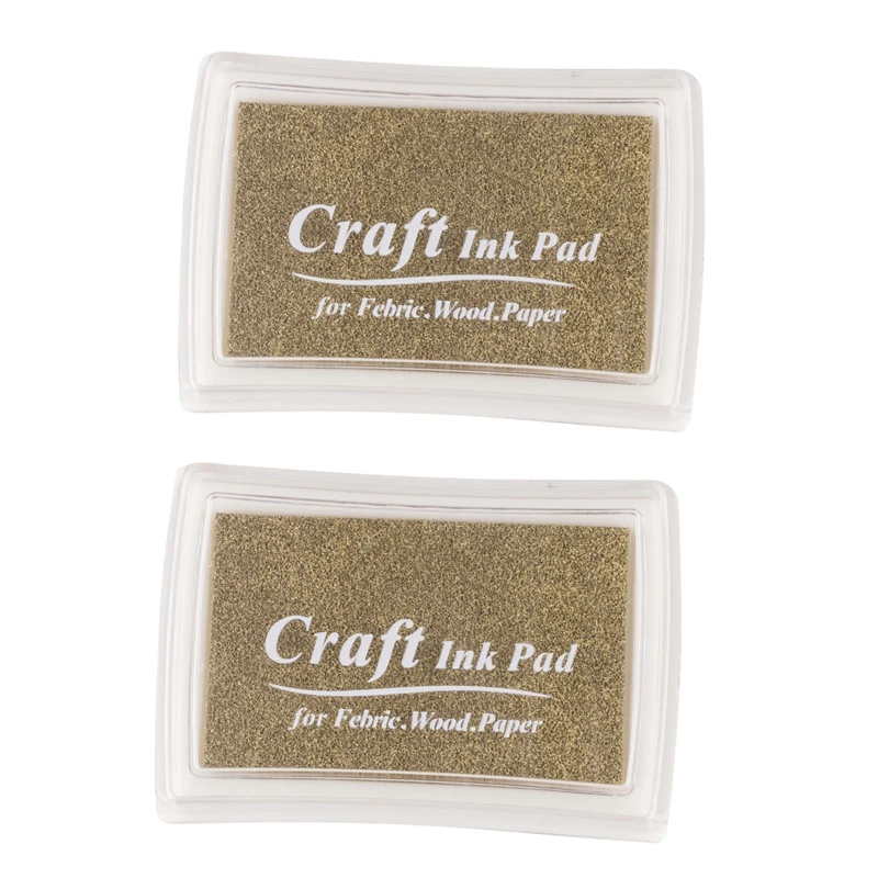 

2X Rubber Stamp Ink Pad Stamp Inkpad Ink Pad - Gold