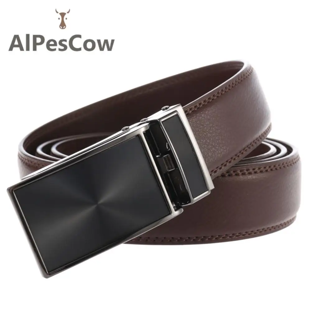 

100% Alps Cowhide Ratchet Belt for Jeans Business 3.0cm Width High Quality Male Waistband Formal Luxury Automatic Buckle Casual