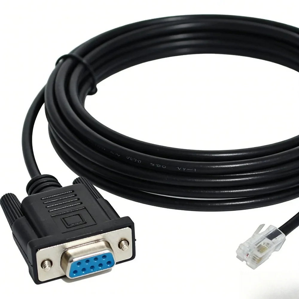 Фото Кабель последовательного интерфейса RS232 DB9 9-контактный на RJ11 RJ12 6P4C, совместимый с контроллером консоли-отладчика параметров DMKE J6 RS-232 №1