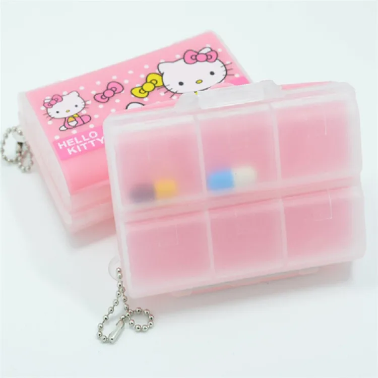 Kawaii Sanrios мультфильм Hello-Kitty аниме 7 слотов медицинская коробка для таблеток милый