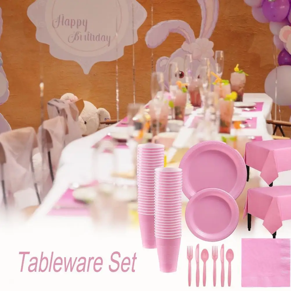 

1 Set Party Dinnerware Stackable Plastic Waterproof Disposable Dinnerware Wedding Supplies