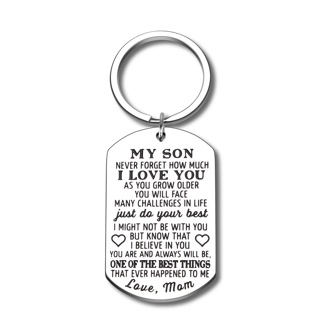 To My Son Keychain Birthday Gift for Son from Mom Graduation Gifts Him Boy Mother Son Gifts Inspirational Quote Keyring Jewelry