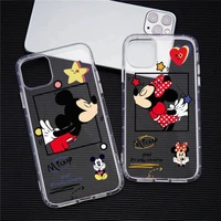 cute funny cartoon mickey minnie mouse phone case for iphone 13 12 11 pro max mini xs 8 7 plus x se 2020 xr transparent cover