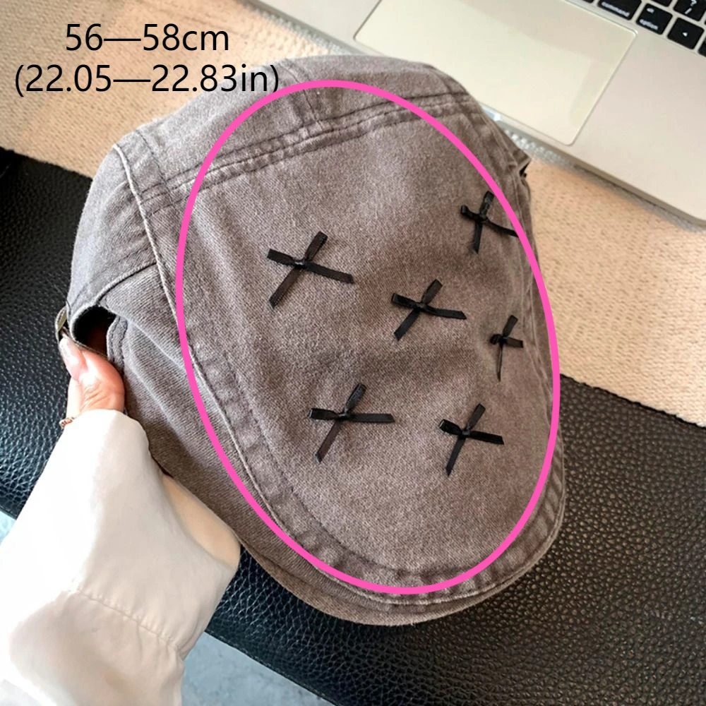 Милая шляпа художника Y2K хлопковые береты 56-58 см кепка с бантом большая