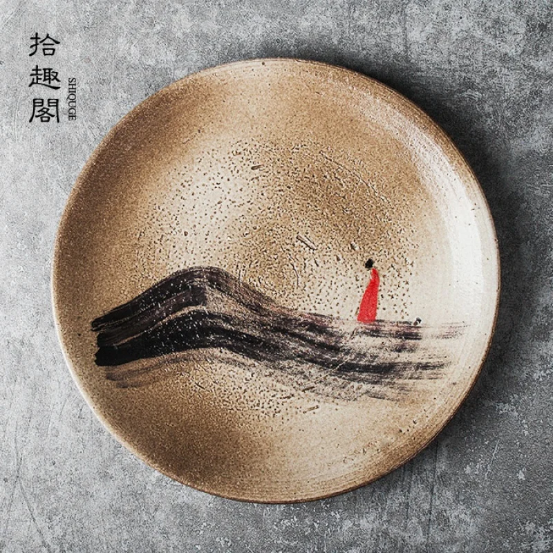 

Handmade Stoneware Pot Tray Jingdezhen Porcelain Hand Painted Pot Mat Kung Fu Teaware Tea Saucer Zen Dry Pour Tea Table and Tea