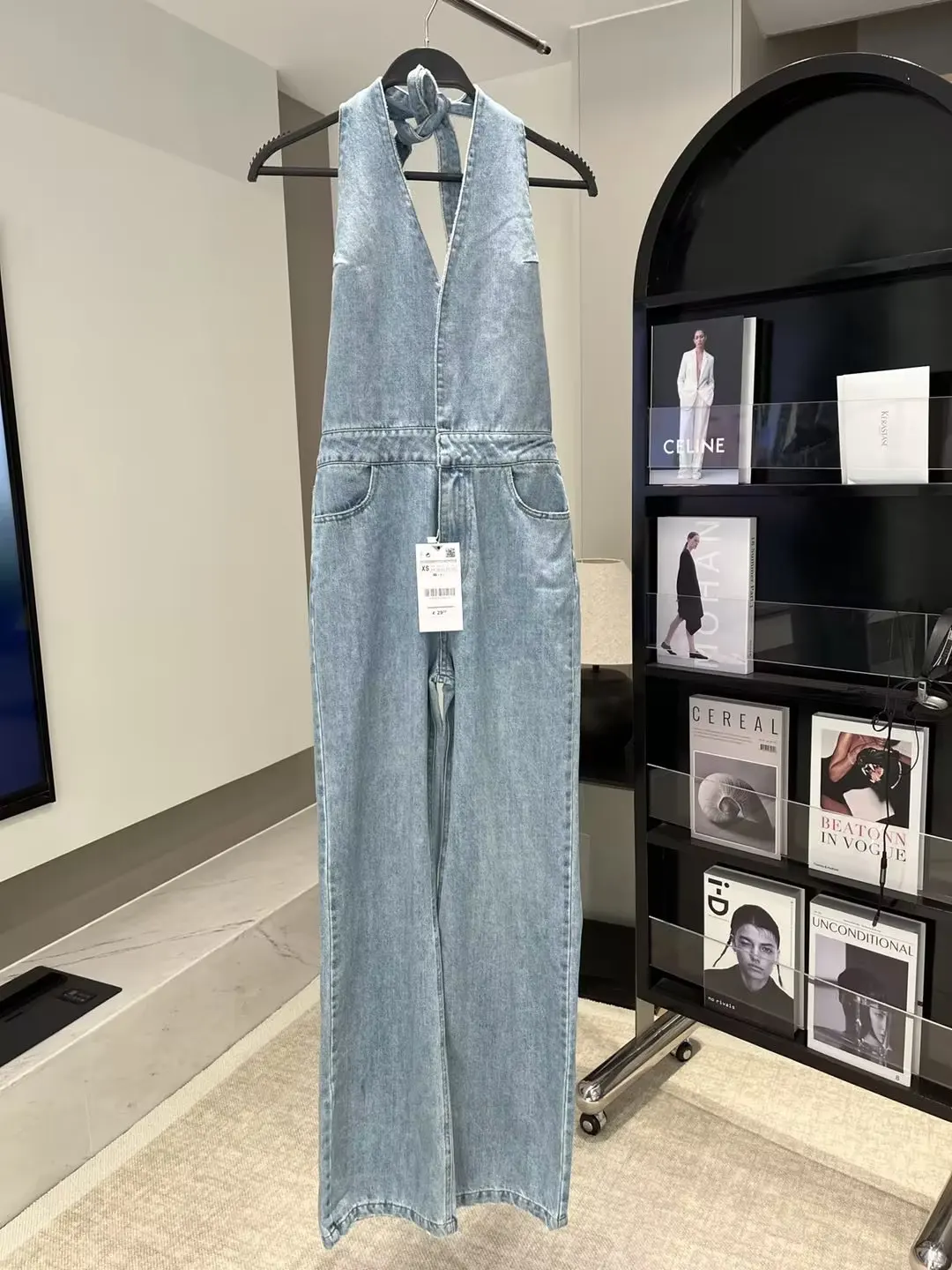 

Women 2023 New Chic Fashion Summer Hanging Neck Cowboy Jumpsuits Vintage Backless Frenulum Female Playsuits Mujer