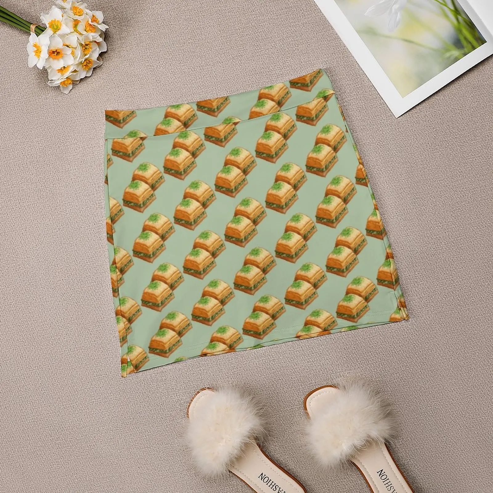 Pistachio Baklava Trending Fashion Skirt Summer Printed Women Sport Skirts Double-Layer Athletic Niftytrinket Food Lover