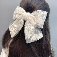 new fashion large double bowknot lace hair clips hairpins hairgrips barrettes women girls ladies ponytail hair accessories