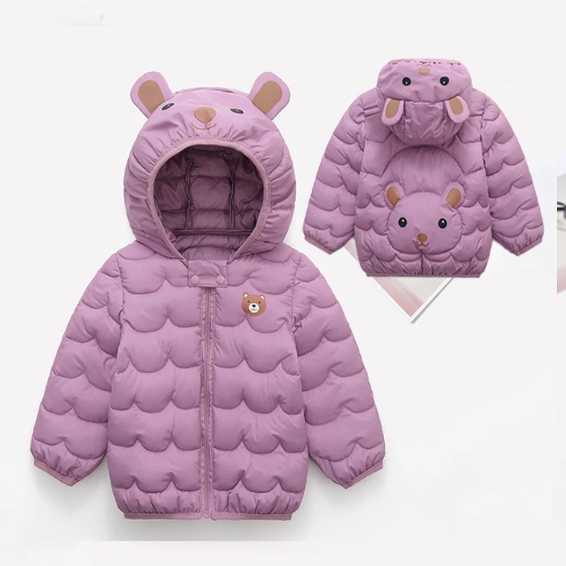 Зимняя куртка с капюшоном и мультяшным принтом для мальчиков девочек 1-5 лет