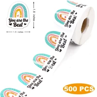 500pcs rainbow with heart you are the best handmade sticker for thank you business gift decor packaging sealing labels sticker