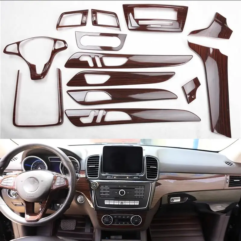 

Car Interior Mouldings Decorative Trim Frame Interior Sequins Wooden Color For Mercedes-Benz GLE 2015 2016 2017 2018 2019