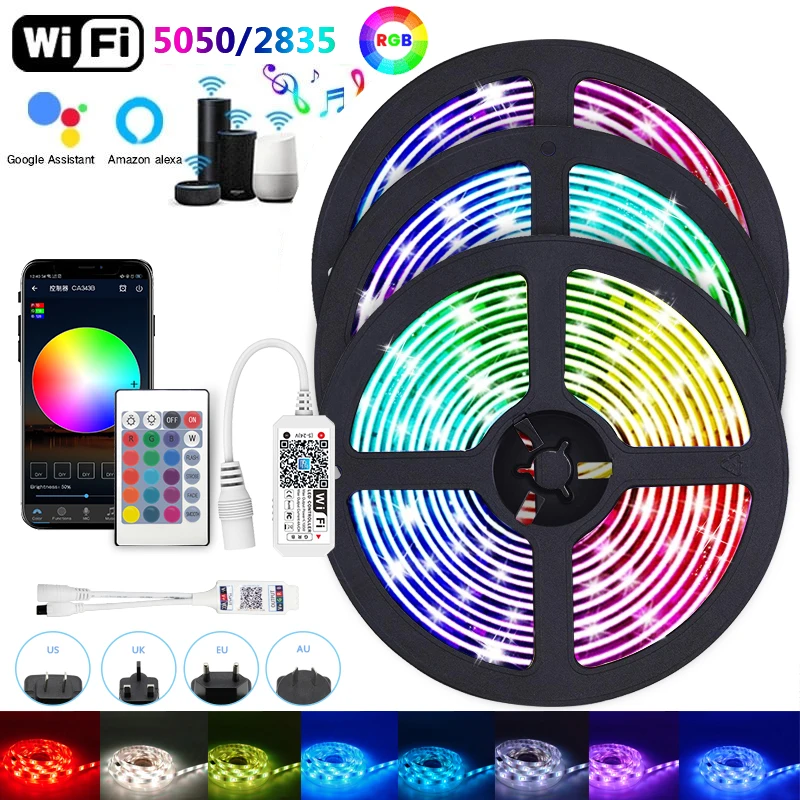 Умная Светодиодная лента Rgb 2835 5050 12 В Alexa Wi-Fi светодиодный контроллер освещения