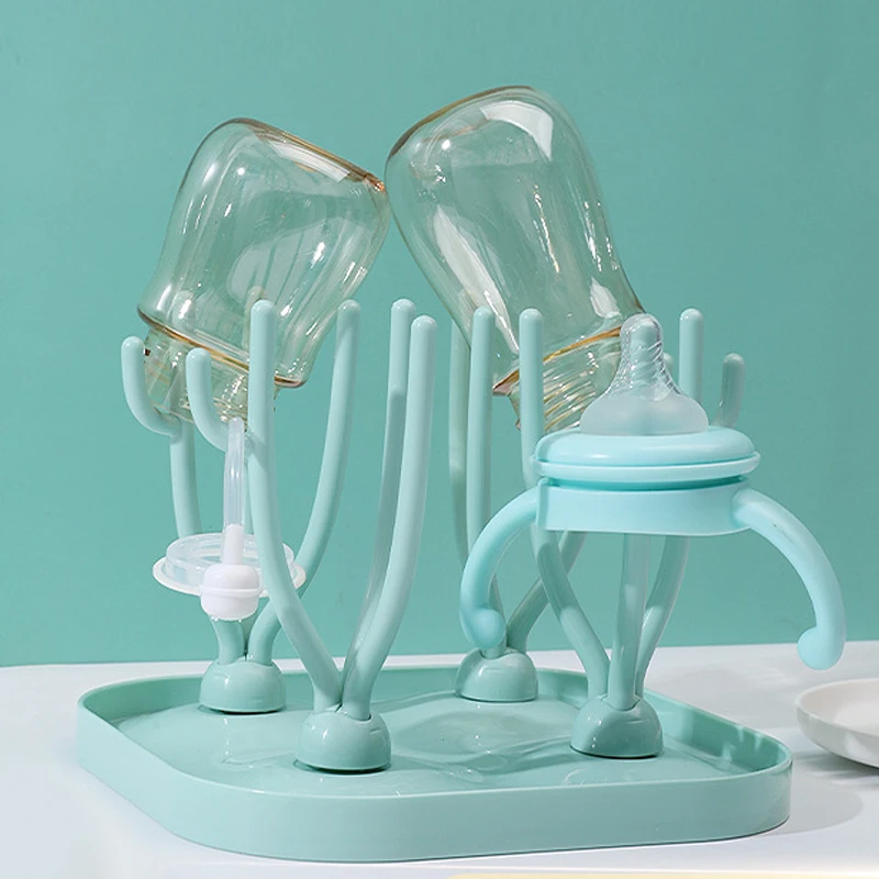 New Baby Bottle Cleaning Dryer Drainer Storage Drying Rack Bottle Dry Rack Baby Bottle Drain Drying Racks Blue Pink