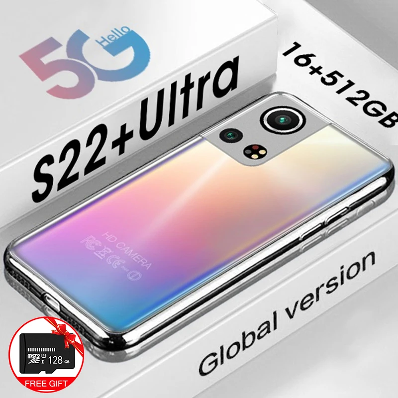 

Смартфон S22 Ultra, телефон с экраном 6,7 дюйма, телефон с внешней идентификацией 16 ГБ + 512 ГБ, Android, 6000 мАч, поддерживает распознавание лица, разблок...